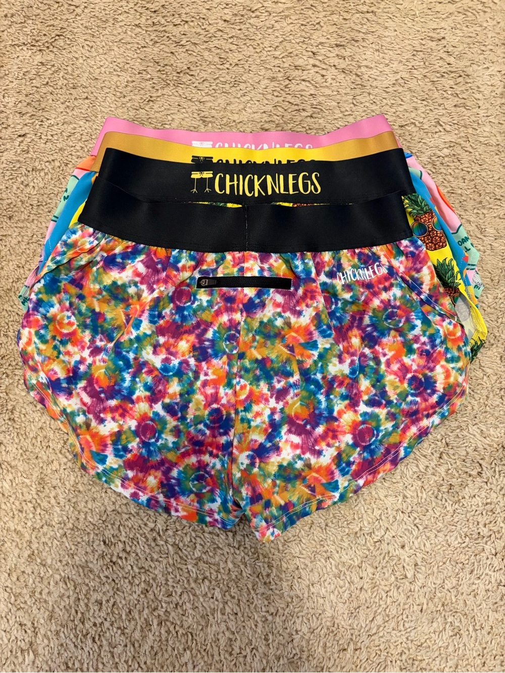 5 Pair - Chicknlegs Women's Athletic Shorts - Black & Multicolor Pack - Picture 7 of 16